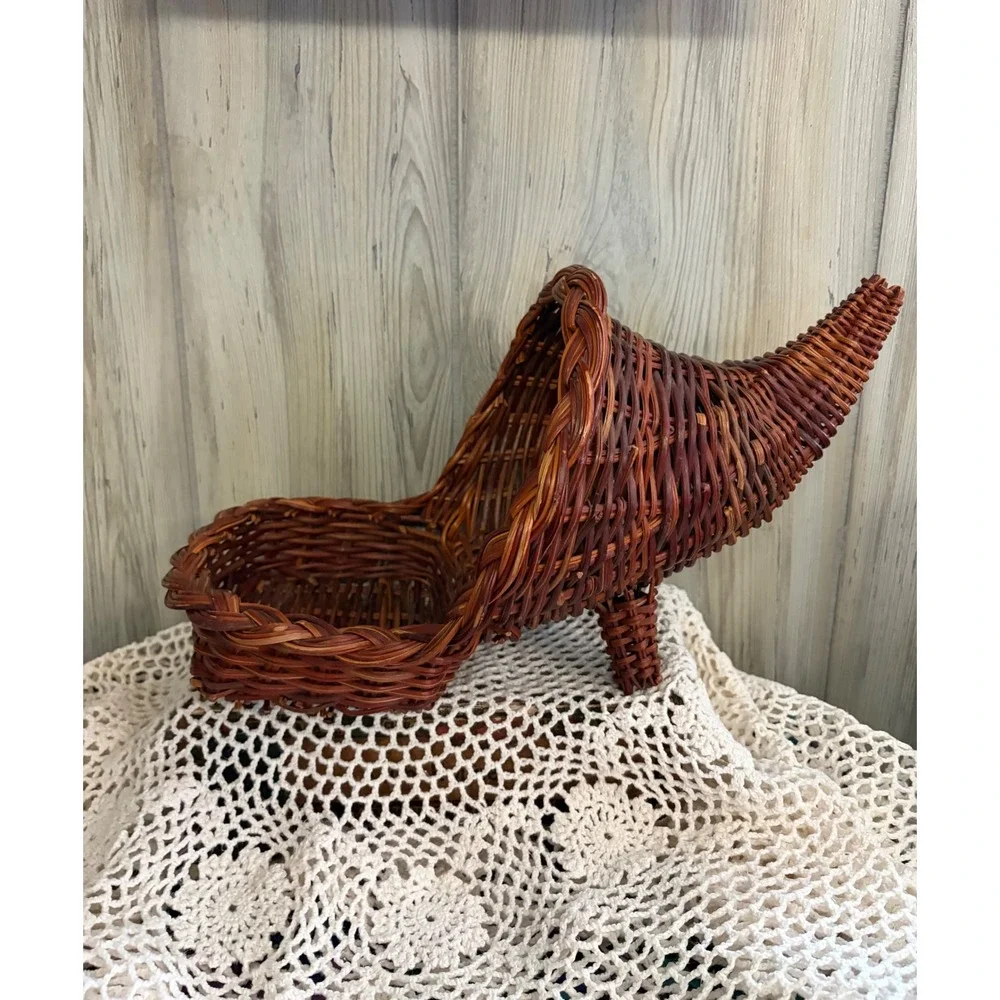 Vintage Wicker Cornucopia Basket
